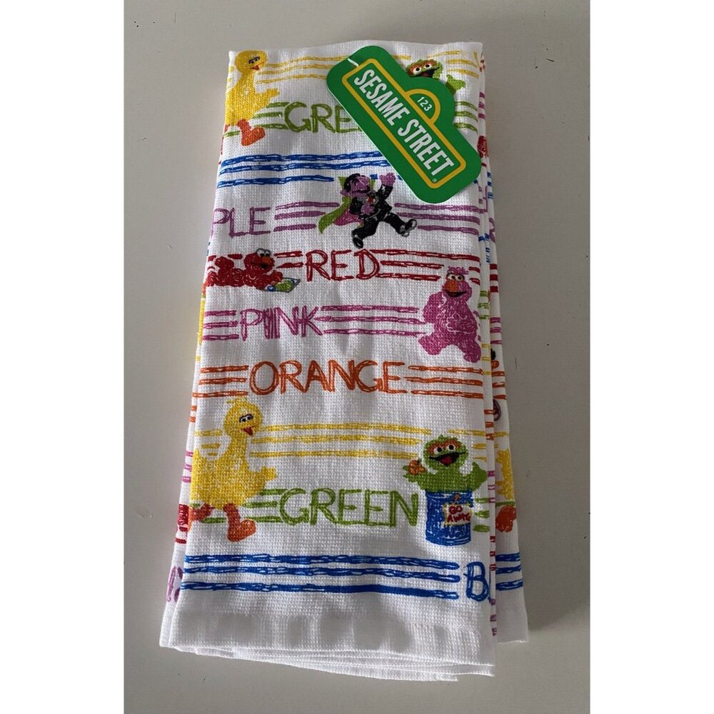 Set Of 2‎ Sesame Street Kitchen Towels Rainbow Learning Colors Elmo Big Bird NEW